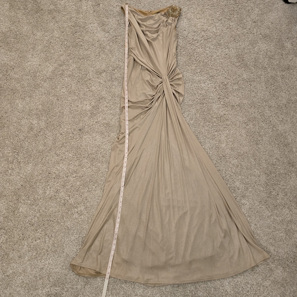 Tadashi Shoji - Champagne Gold Maxi Dress Small - Picture 10 of 14